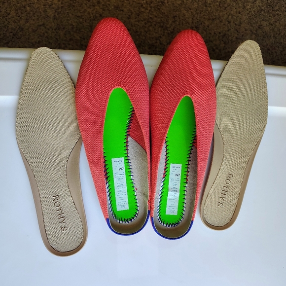 Rothy's women's the almond demi in vibrant melon super comfortable slip-on flats - Picture 12 of 13